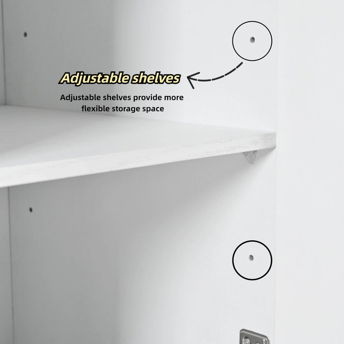 Modern Sideboard Buffet Cabinet With Handleless Press To Open Design With 4 Doors