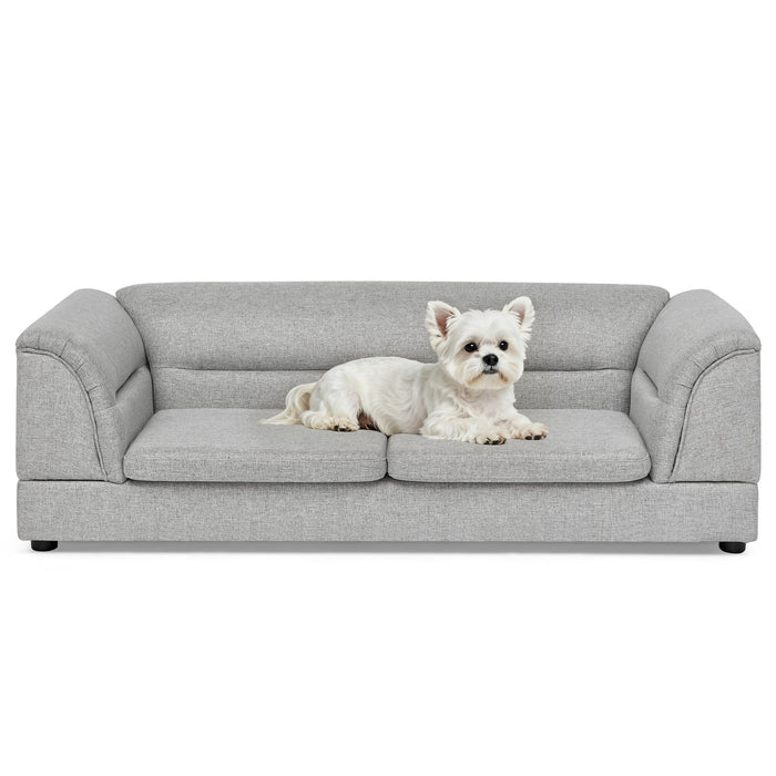 Oversized, Curved Armrest Rectangular Dog Sofa, For Large & Oversized Dogs - Light Gray