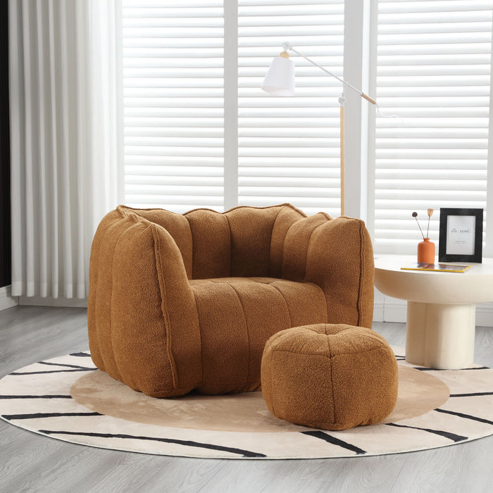 Soft Chenille Bean Bag Chair With High Resilient Foam