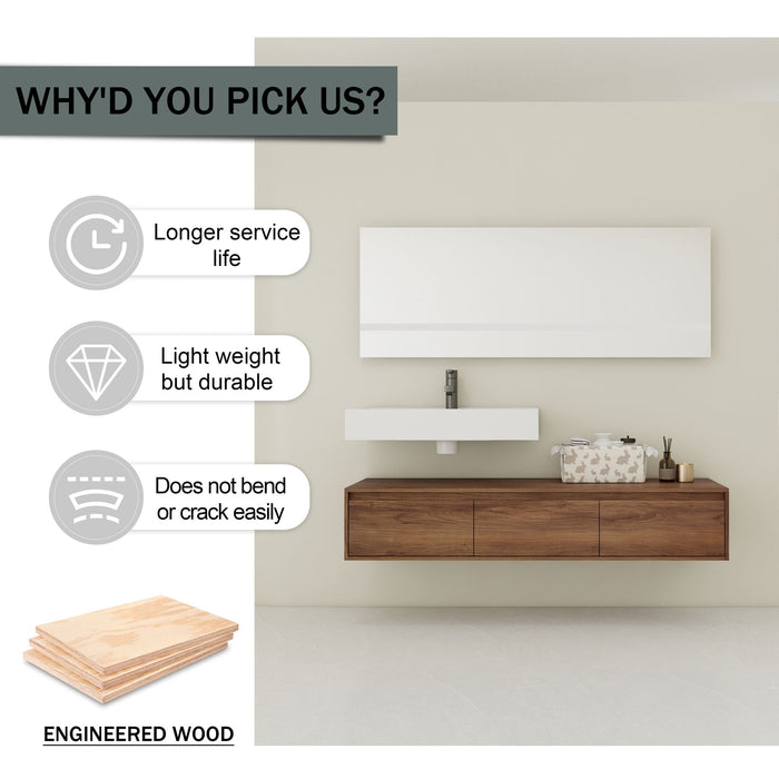 Modern Wall Mounted Bathroom Vanity With Resin Sink And Soft Close Drawer