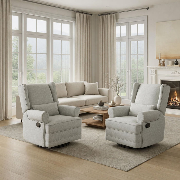 Extra Wide Swivel Recliner Glider Chair With Footrest
