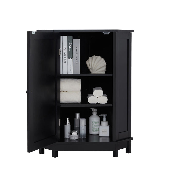 Bathroom Cabinet Triangle Corner Storage Cabinet With Adjustable Shelf Modern Style
