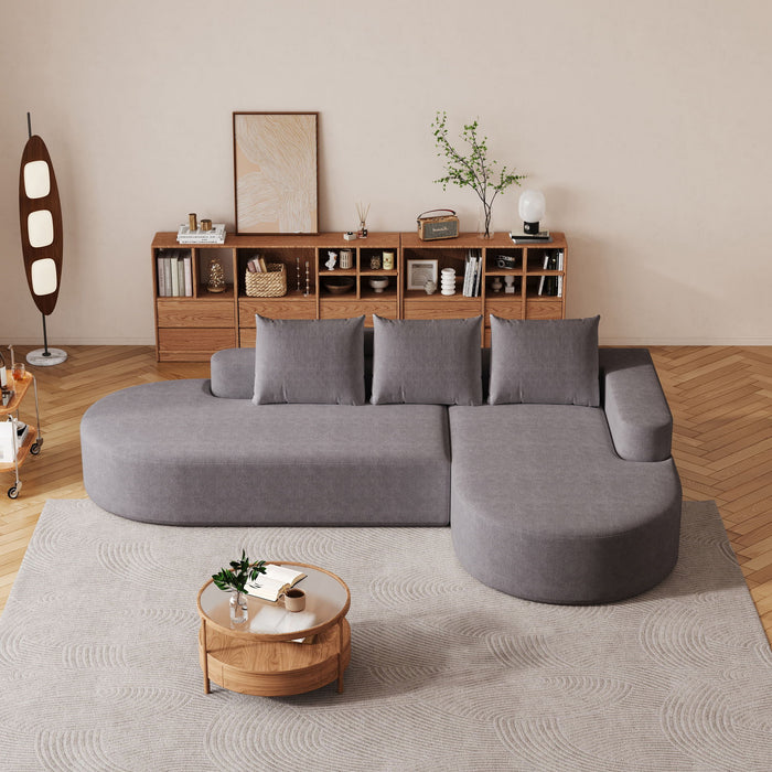 Modern Curved Sofa, L-Shaped Modular Sectional Set With 3 Pillows