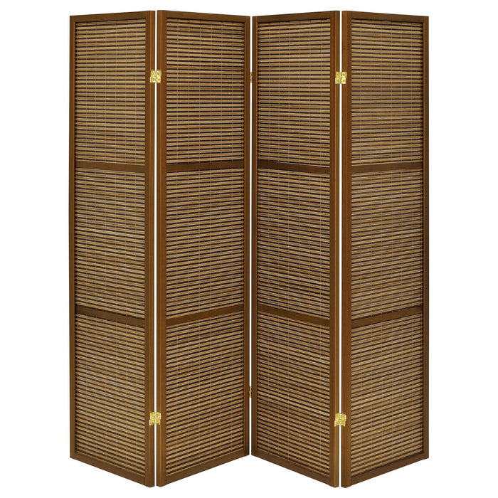 Kenabi - 4 Panel Room Divider Folding Screen - Walnut