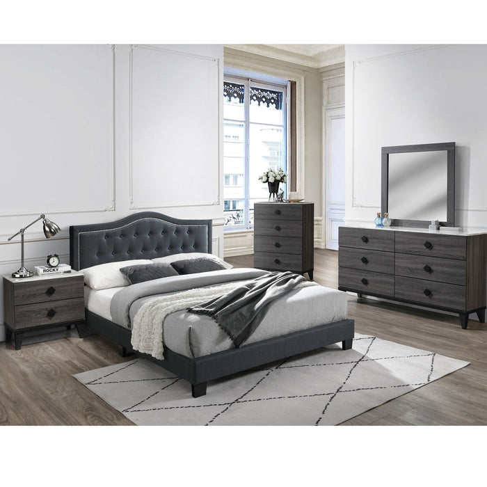 European Style Bed, Button Tufted Headboard
