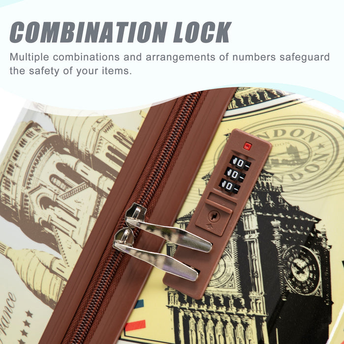 3 Piece Spinner Luggage Set 20" / 24" / 28" With Combination Lock And Silent Wheels - Black / Vintage