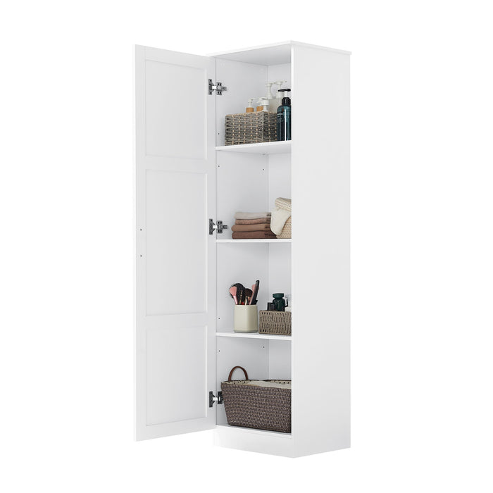 Storage Cabinet With 1 Door And Adjustable Shelf, Rectangle Shape - White