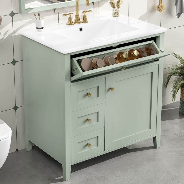 Bathroom Vanity With Sink, 3 Drawers And Adjustable Shelf, Freestanding Storage Unit