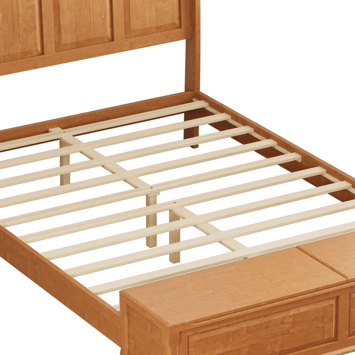 Sleigh Bed Frame With Tall Headboard And Storage Bench