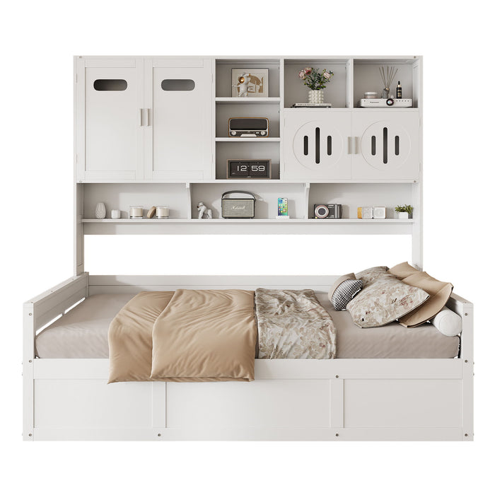 Daybed With All-In-One Cabinet And Shelf