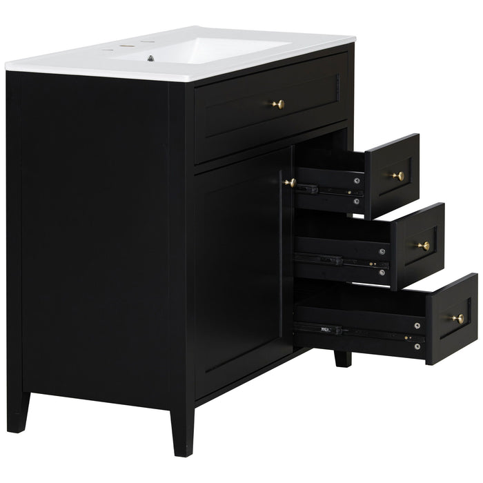 Bathroom Vanity With Sink, Cabinet With 3 Drawers And Adjustable Shelf