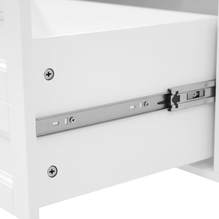 Bathroom Vanity With Double Sink, 3 Drawers, 2 Doors, Adjustable Shelves, Freestanding - White