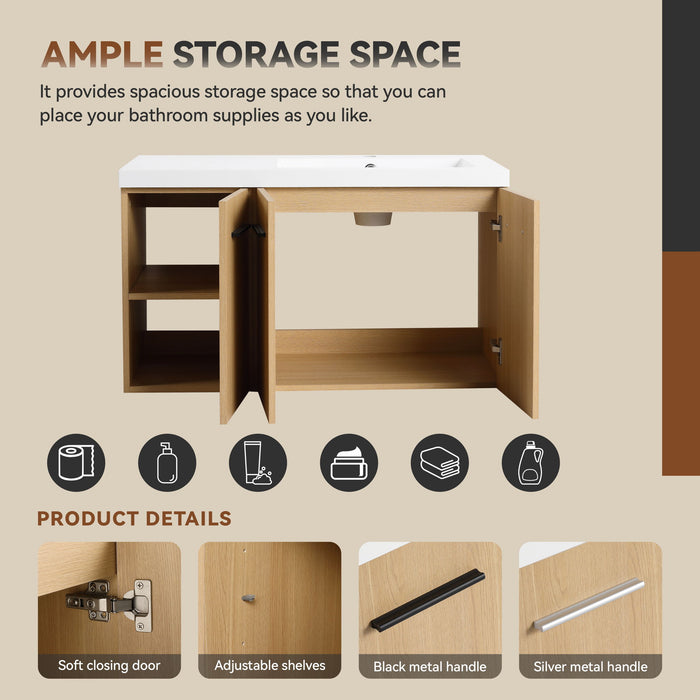 Wall Mounted Floating Bathroom Vanity With Sink, 3 Door Modular Cabinet