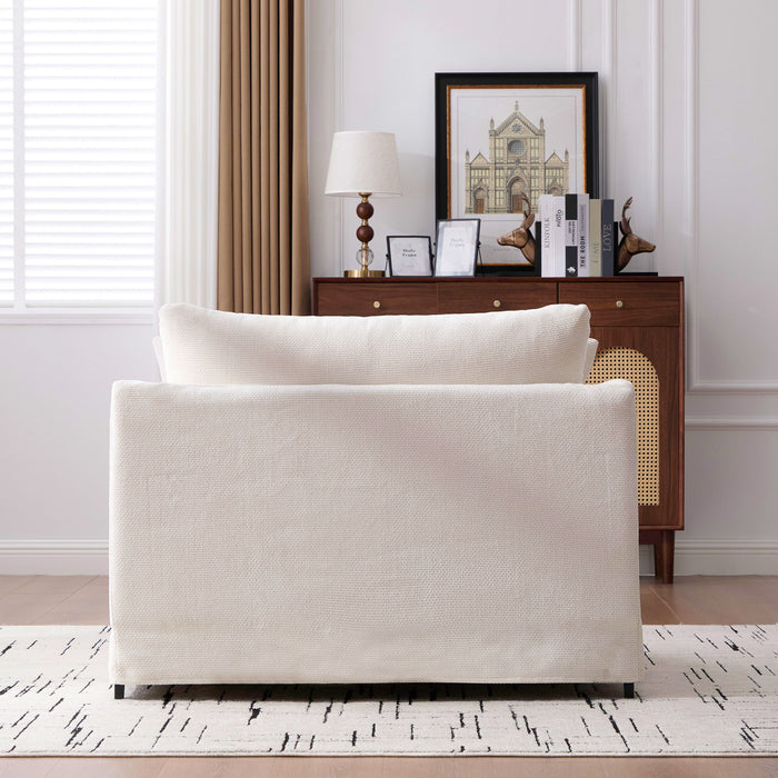 Farmhouse Accent Chair With 2 Bolster Pillows