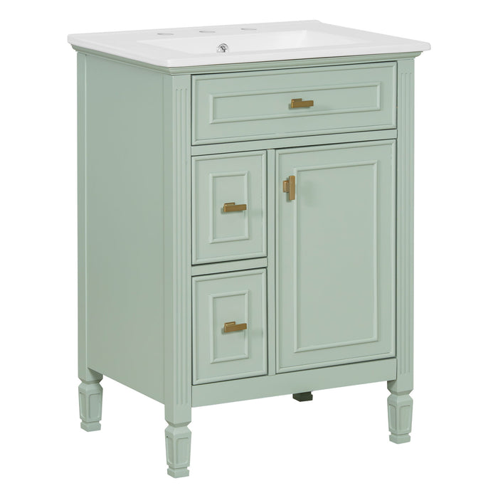 Modern Bathroom Vanity With Sink, Flip Drawer, 2 Drawers, Adjustable Shelf