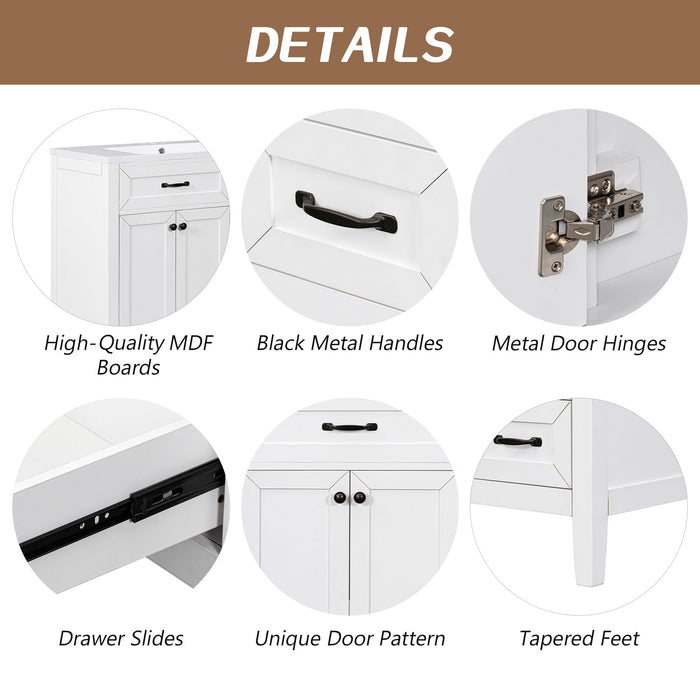 Modern Bathroom Vanity With Sink, Freestanding With Drawers And Doors