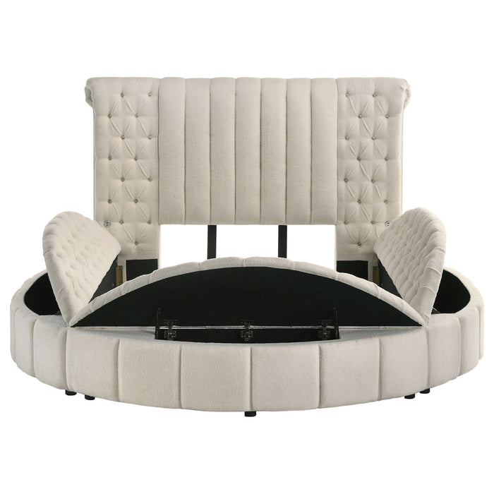 Santiago - Upholstered Round Storage Bed With Built In Charging Ports