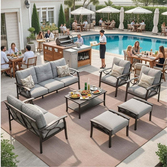 Patio Furniture Set With Coffee Table And Cushions For Backyard