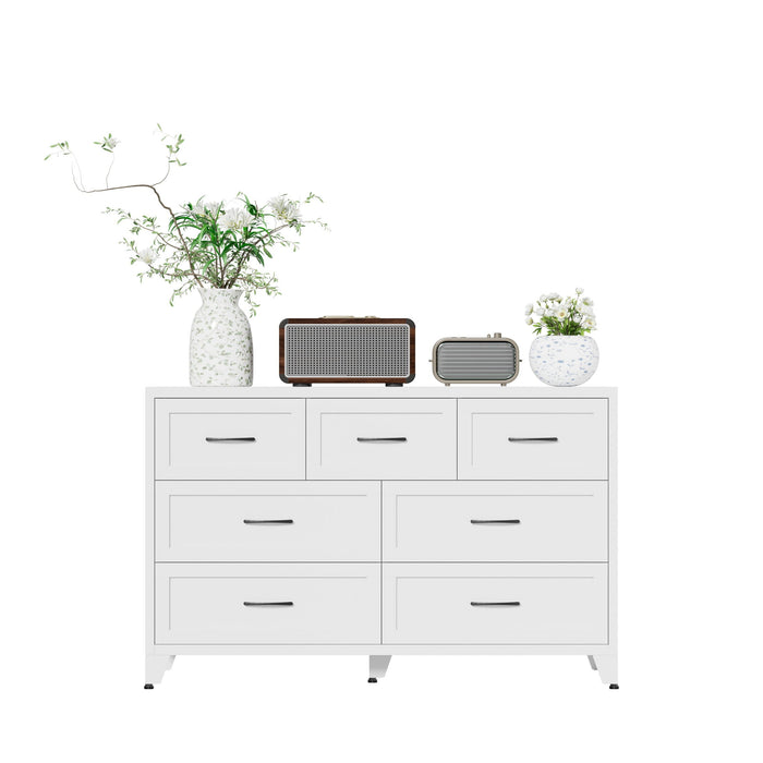 7-Drawer Dresser, Low-Profile Storage - White