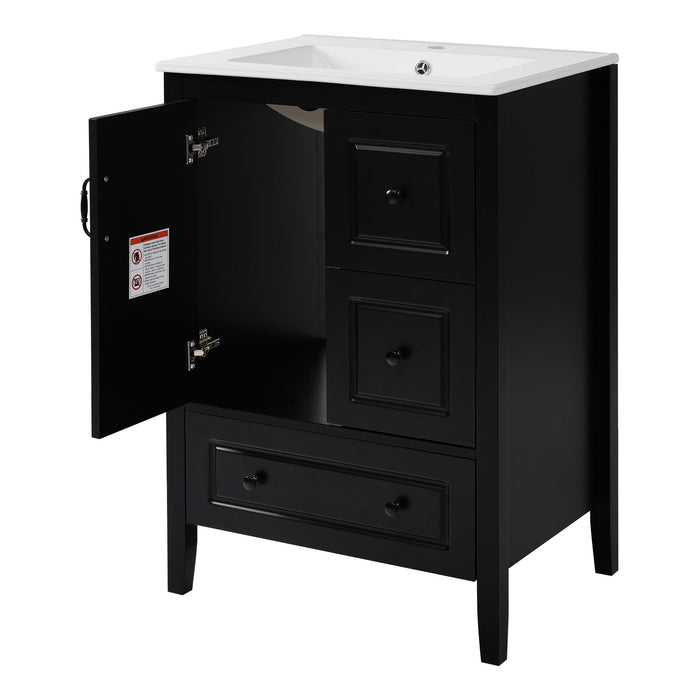 Retro Bathroom Vanity With Sink, Soft Closing Cabinet & Drawers