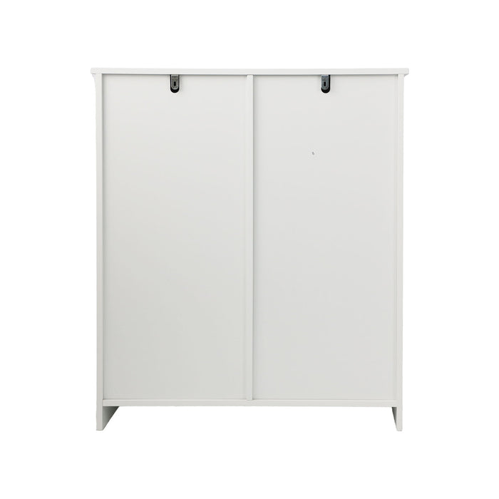 Louvered Flip Top Laundry Cabinet With Dual Fabric Baskets - White