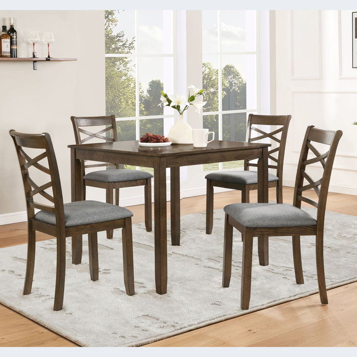 5 Piece Dining Table Set & 4 Chairs - Walnut