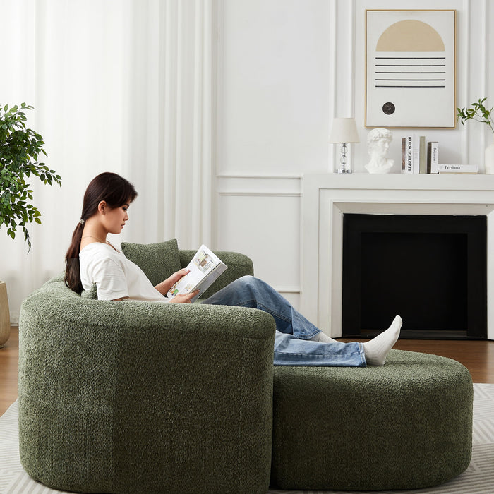 L - Shape Boneless Cloud Couch With 2 Throw Pillows For Living Room