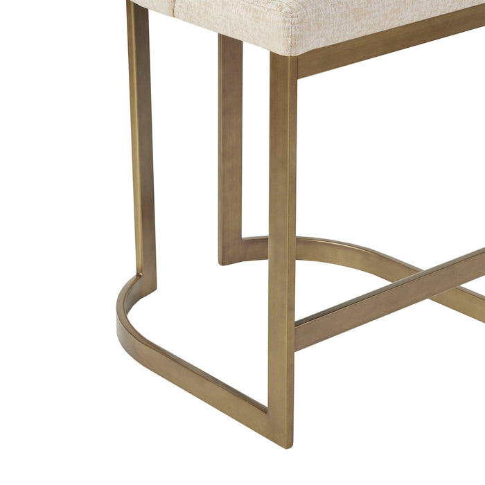 Upholstered Counter Stool With Metal Base - Cream