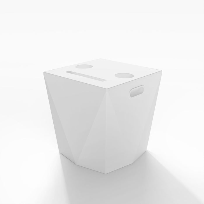 End Table With 2 Cup Holders And 1 Tablet Holder For Outdoor - White