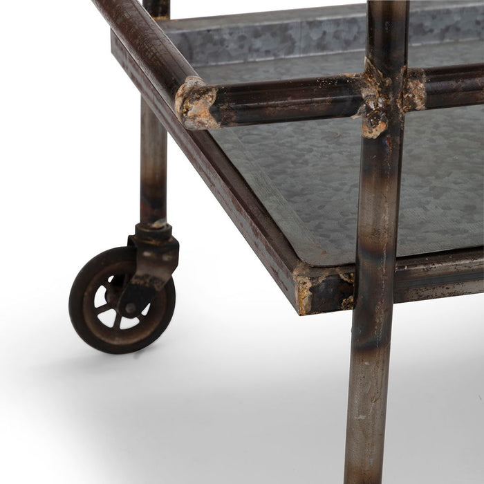 Percy Galvanized Metal Bar Cart - Gray