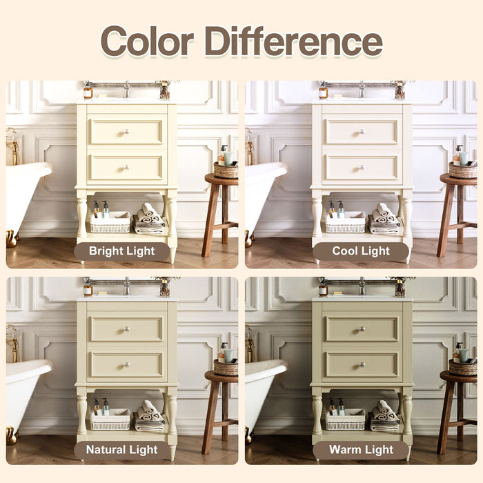 Retro Design Bathroom Vanity With Sink, 2 Drawer Storage Cabinet