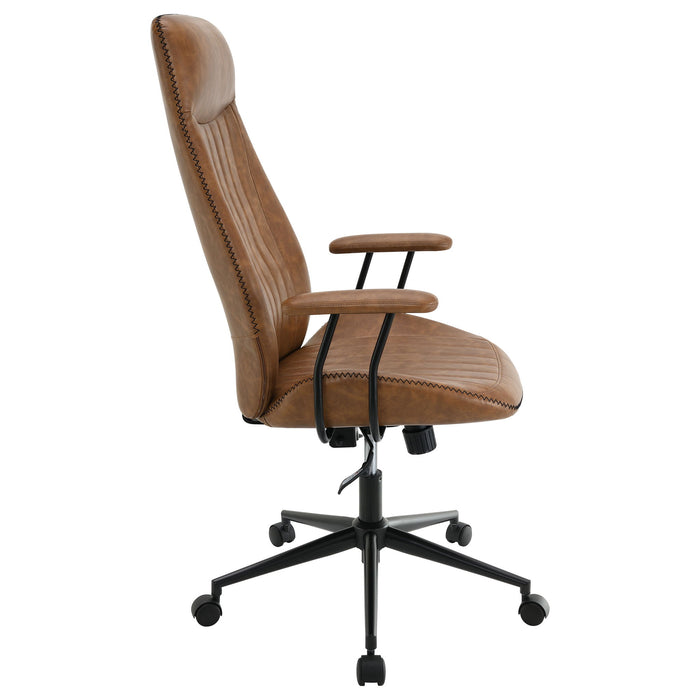 Hiram - Upholstered Adjustable Chair With High Back Support - Brown
