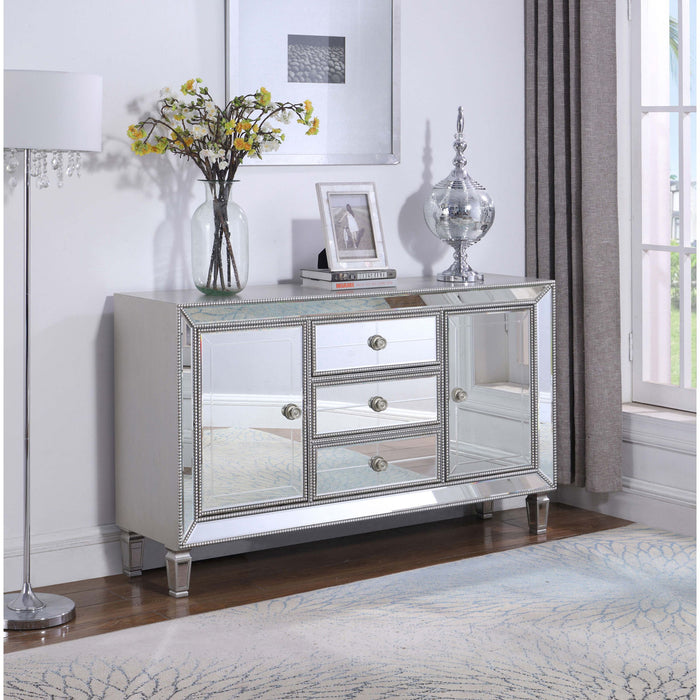 Gabrielle - 3 Drawer Mirrored Storage Accent Cabinet - Silver