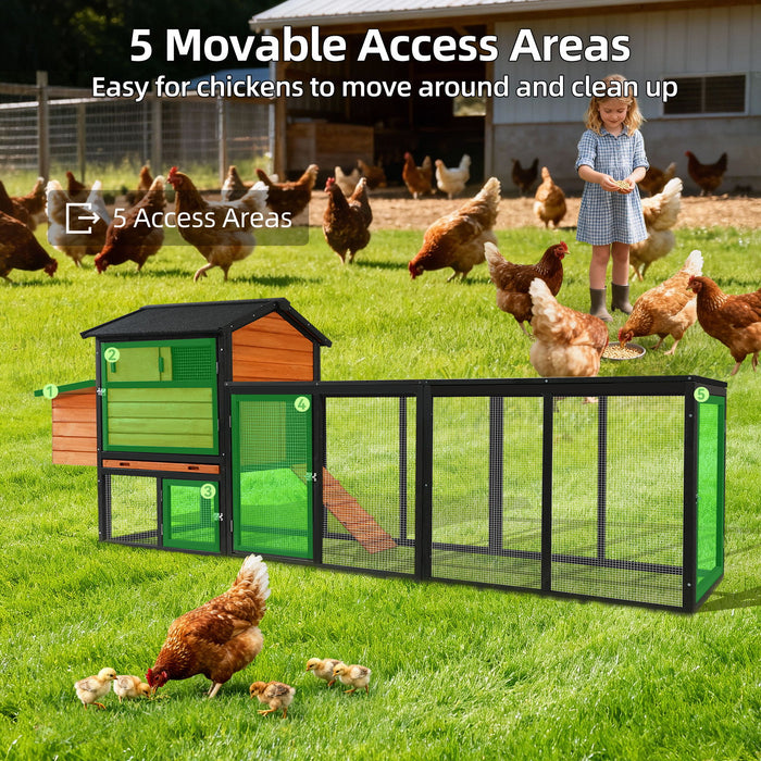 Chicken Coop, Large Outdoor Hen House With Run And Nesting Box Poultry Cage