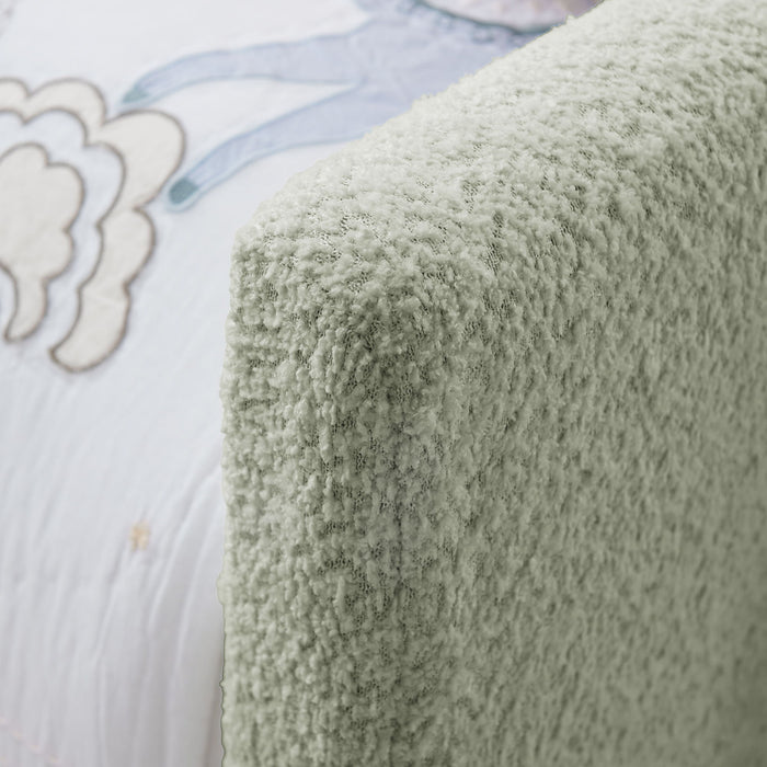 Cute Rabbit Ear Upholstered Platform Bed Frame With Safety Rail
