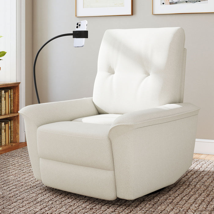 270° Power Swivel Rocker Recliner Chair With Phone Holder, Electric Glider Reclining Sofa With USB Ports For Living Room Bedroom - Beige