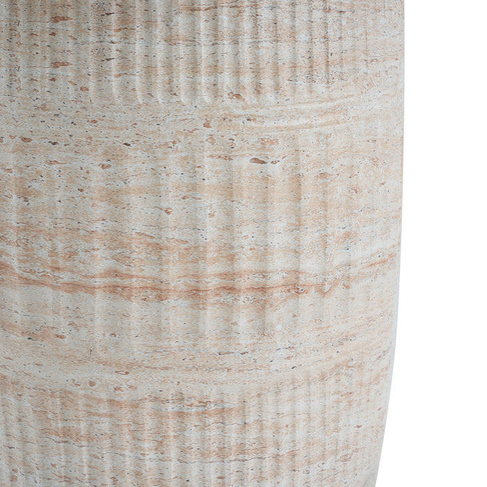 Stylish Outdoor / Indoor Lightweight Concrete Side Table With Travertine - Beige