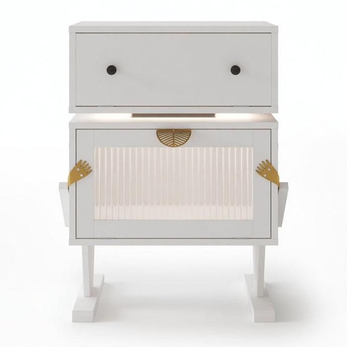 Robot LED Nightstand With 360° Rotating Drawer
