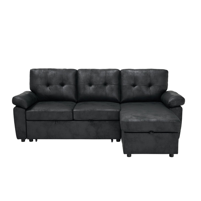 Convertible L - Sectional Sofa Bed With Storage Chaise And Padded Armrests