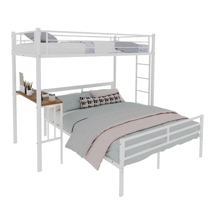 Bunk Bed With Built In Desk & Guardrail Frame