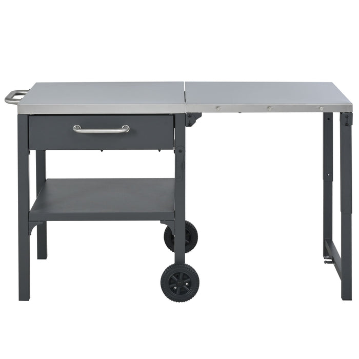 Foldable Outdoor Kitchen Cart With Storage For Patio