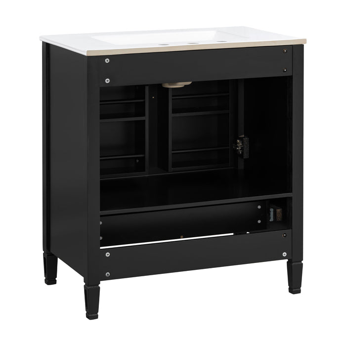Elegant Fluted Bathroom Vanity With Sink, Soft Close Doors & Drawer