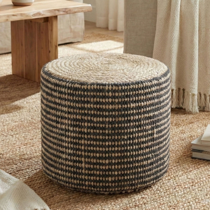 Larissa - Handcrafted Round Braided Pouf