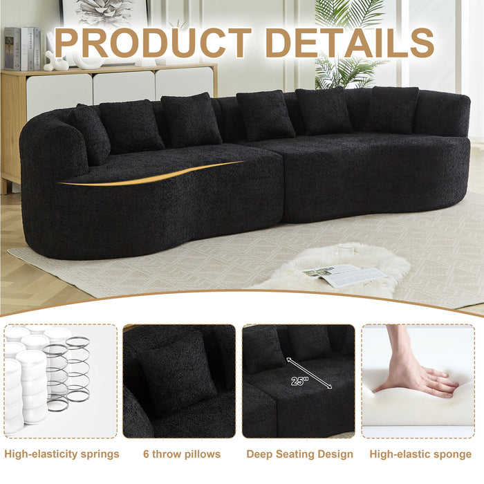 Curved Sectional Sofa With 6 Pillows
