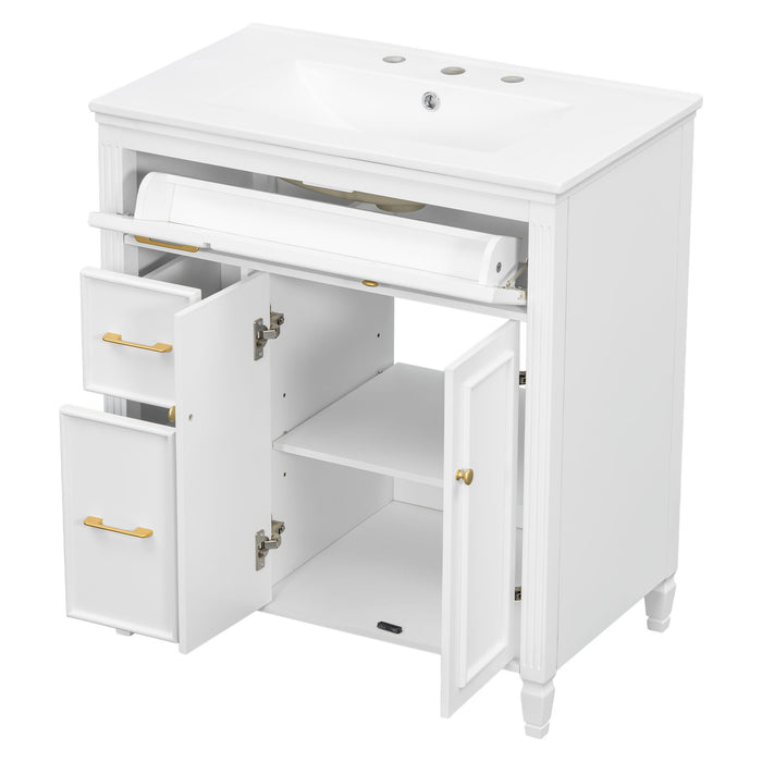 Freestanding Bathroom Vanity With Sink, Soft Close Door, Tip Out Drawer