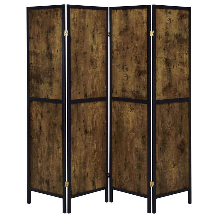 4 Panel Folding Screen, Space Divider - Brown