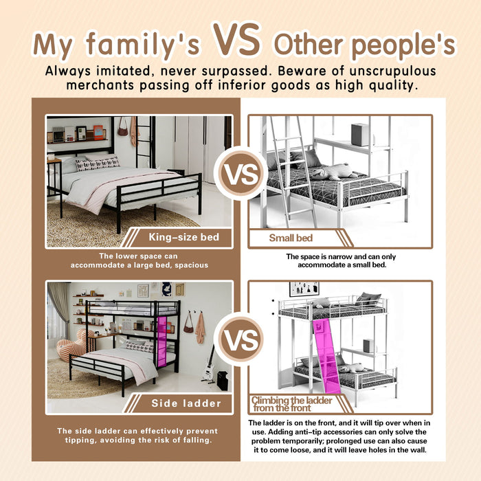 Bunk Bed With Built In Desk & Guardrail Frame