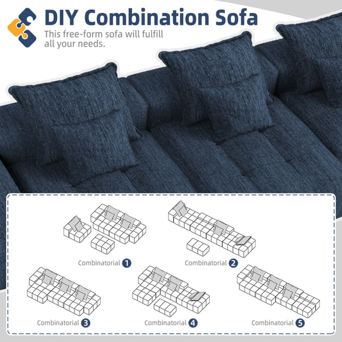 Modern Oversized Diy Combination Modular Sectional Sofa & Pillows