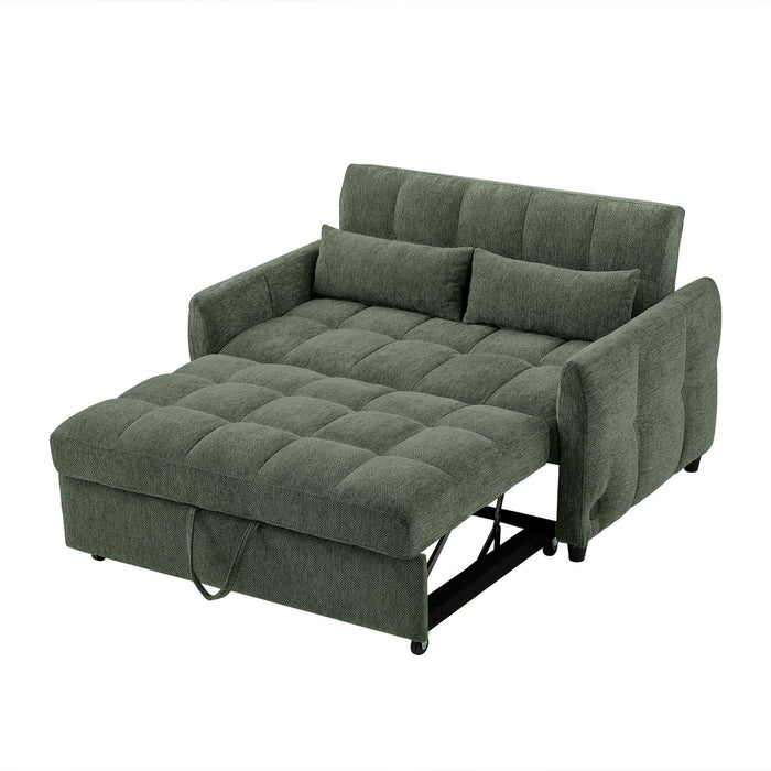 Loveseat Sofa Pull-Out Bed With Adjustable Backrest, 3 USB Ports And 2 Lumbar Pillows For Living Room