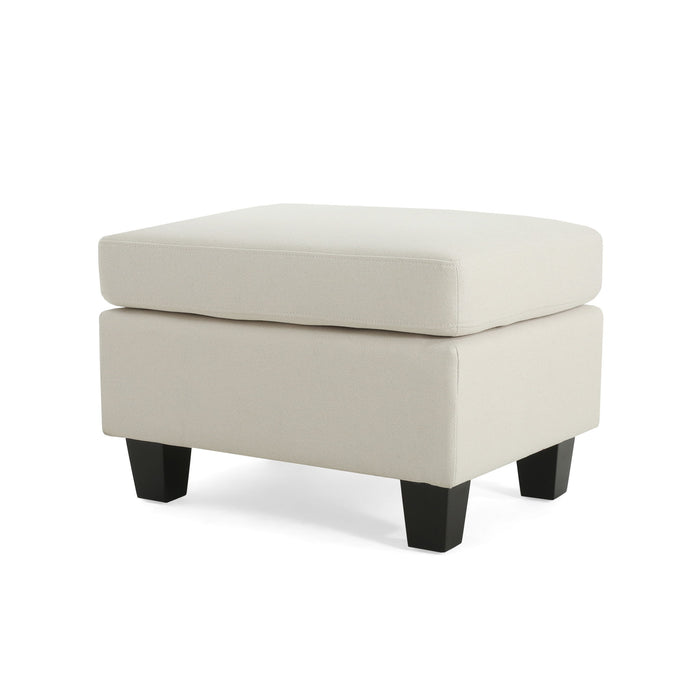 Springfield - Ottoman Contemporary Design Fabric Birch Wood Legs - Beige